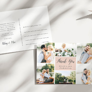 Cursive   Wedding Photo Collage Thank You Postcard