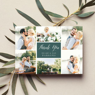 Cursive Wedding Photo Flat Thank You Card