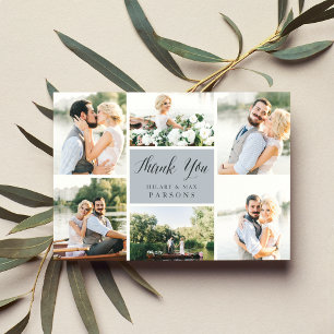 Cursive Wedding Photo Flat Thank You Card