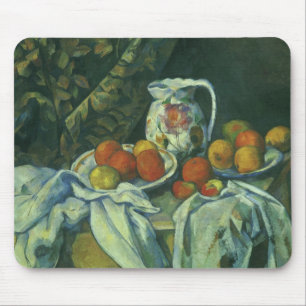 Curtain and Flowered Pitcher by Paul Cezanne Mouse Pad