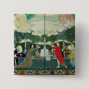 Curtain Design for the 'Free Theatre' in 15 Cm Square Badge