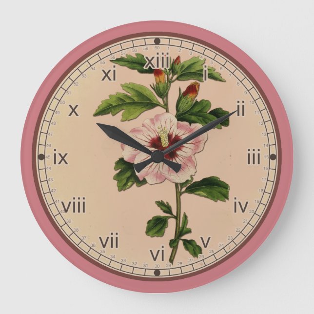 Curtis Botanical Wild Rose Wall Clock in 3 Styles (Front)