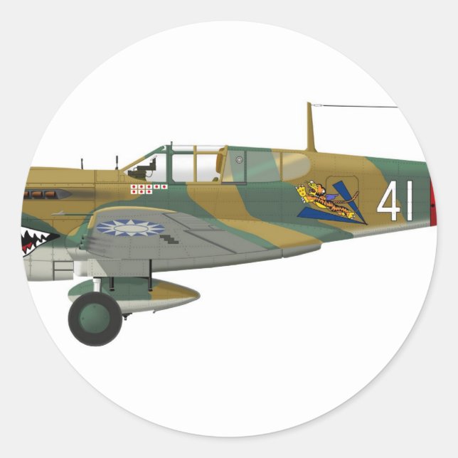 Curtiss P-40 Warhawk Classic Round Sticker (Front)