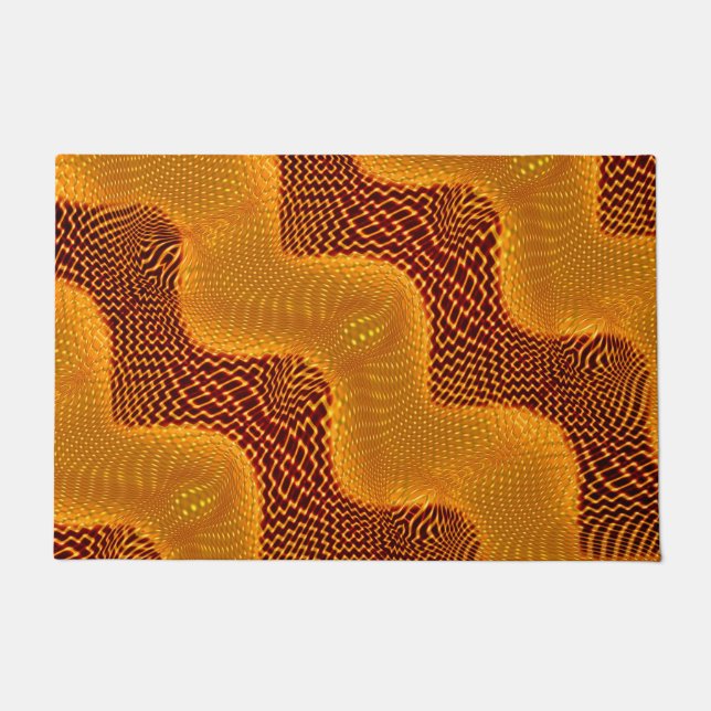 Curva laranja e pontos dourados sobre fundo marrom doormat (Front)
