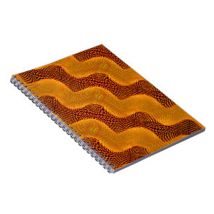 Curva laranja e pontos dourados sobre fundo marrom notebook