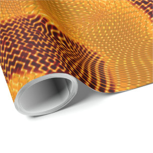 Curva laranja e pontos dourados sobre fundo marrom wrapping paper