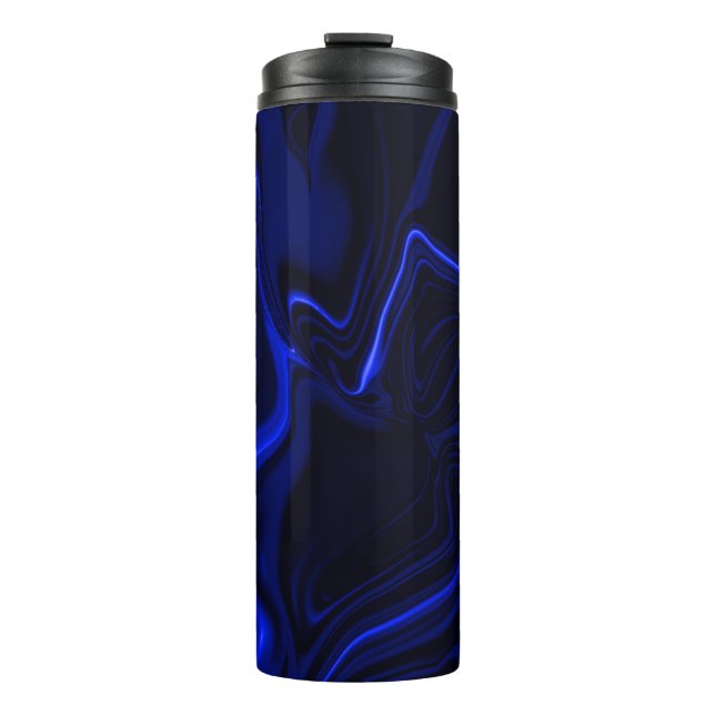 Curvas azuis em imagem azul escura. thermal tumbler (Front)