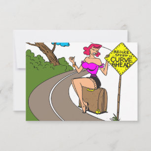 Curve Ahead, Pretty Woman on a Road, Funny Save The Date