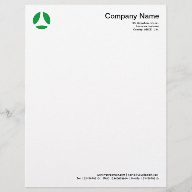 Curve Ball - Grass Green Letterhead Design (Front)