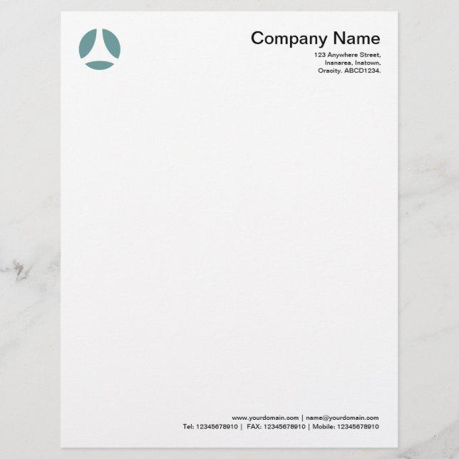Curve Ball - Ocean Green Letterhead Design (Front)