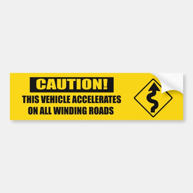 Curve Caution- yellow Bumper Sticker (Front)