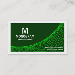 Curve II - Silver Grey on Dk Green Business Card