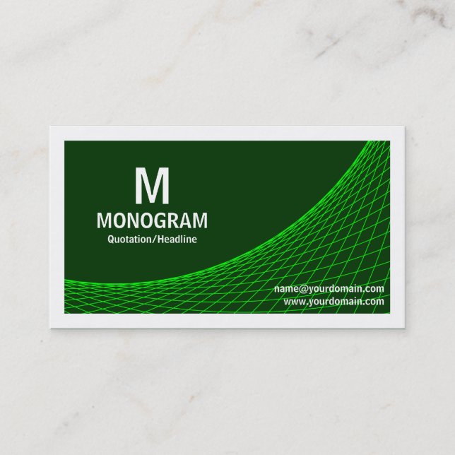 Curve II - Silver Grey on Dk Green Business Card (Front)