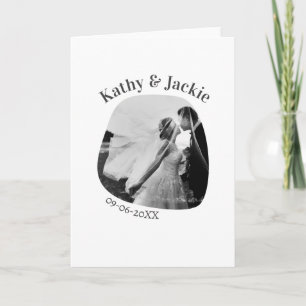 curve photo name wedding date romantic love simple card