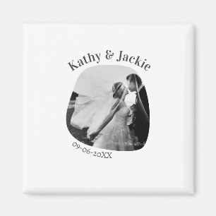 curve photo name wedding date romantic love simple magnet