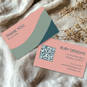Curve Stripes Retro Minimalist Order Thank You  Business Card