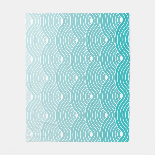 Curve Waves: Vintage Geometric Pattern Fleece Blanket (Front)