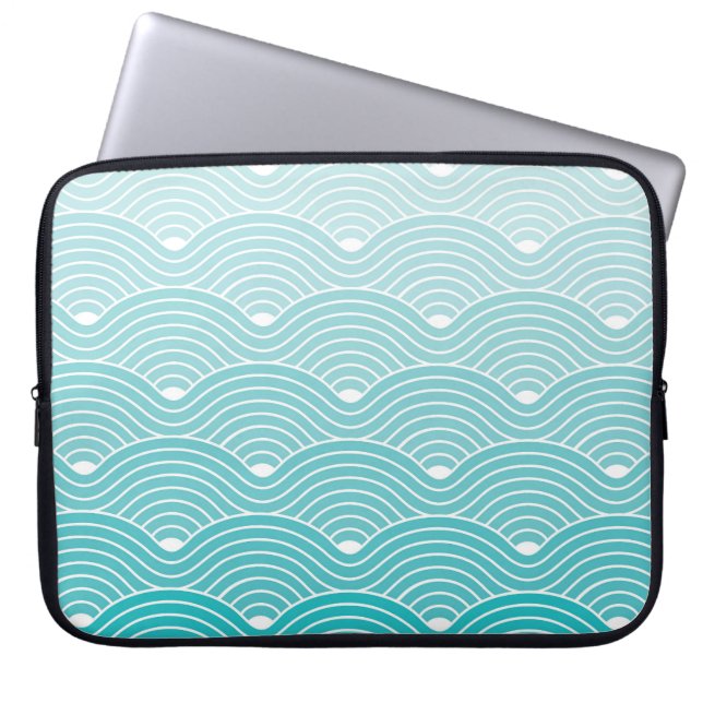 Curve Waves: Vintage Geometric Pattern Laptop Sleeve (Front)