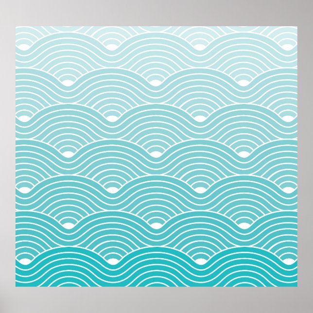 Curve Waves: Vintage Geometric Pattern Poster (Front)