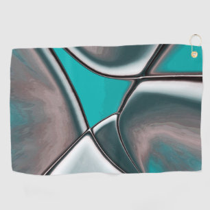 Curved and twisted old plate shapes beige to cyan  golf towel
