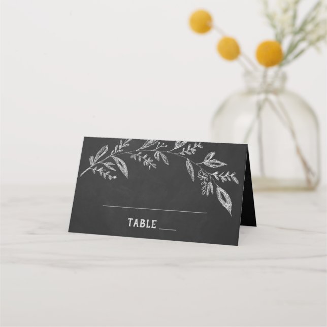 Curved Branches | Chalkboard Wedding Place Card (Front)
