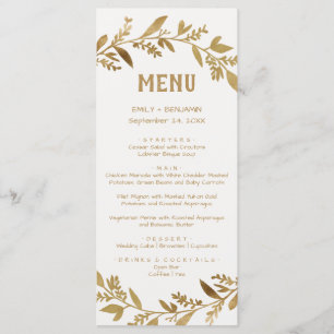 Curved Branches   Gold Dinner Menu Card