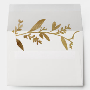Curved Branches   Gold Wedding Invitation Envelope