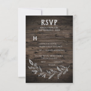 Curved Branches   Wooden Menu Choice RSVP Card
