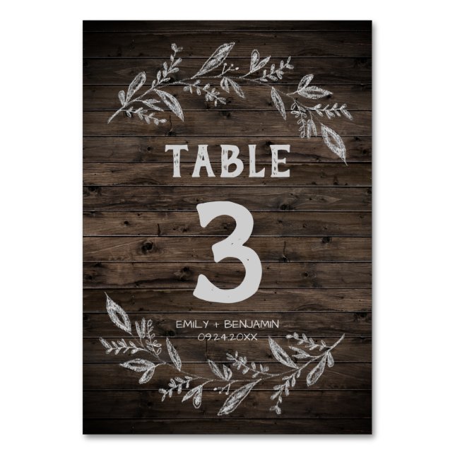 Curved Branches | Wooden Table Number (Front)