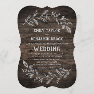 Curved Branches Wooden Wedding Invitation