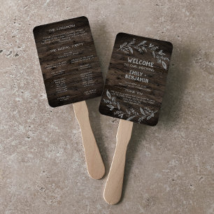 Curved Branches Wooden Wedding Program Hand Fan