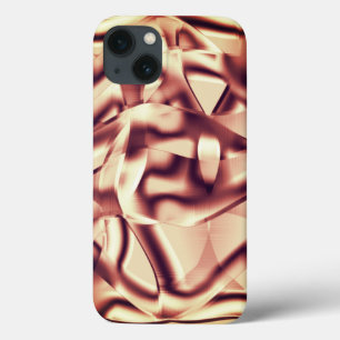 Curved brownish red or burgundy shapes, beige tone iPhone 13 case
