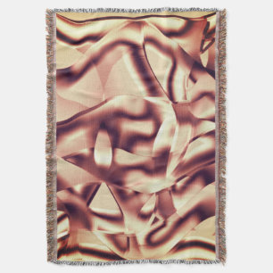 Curved brownish red or burgundy shapes, beige tone throw blanket