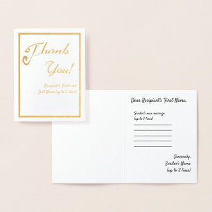 Curved Brush Script I Personalised Thank You Gold Foil Card