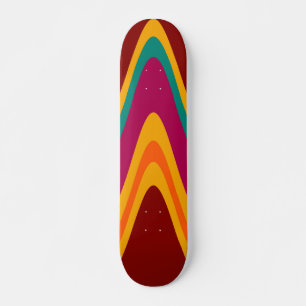 Curved Colourful Rainbow Abstract Retro Art Deco Skateboard