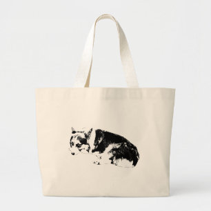 Curved Corgi, Easy Carry Large Tote Bag