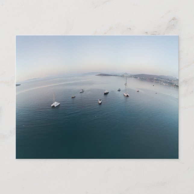 Curved Earth Ships  Holiday Postcard (Front)