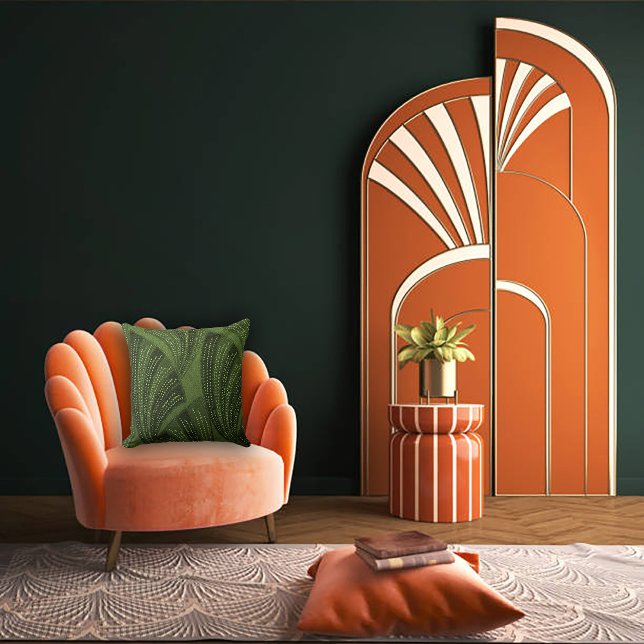 Curved Fan Rich Green Luxury Cushion (Creator Uploaded)