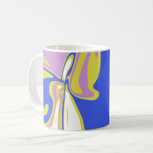 Curved Flowing Lines in a Layered Abstract Pattern Coffee Mug (Front Left)