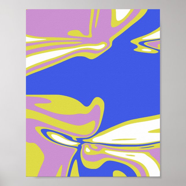 Curved Flowing Lines in a Layered Abstract Pattern Poster (Front)