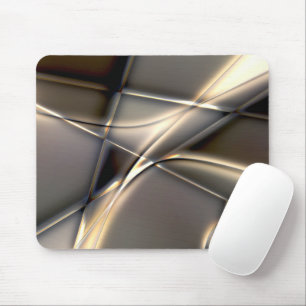 Curved golden strokes and twisted squares on sepia mouse pad