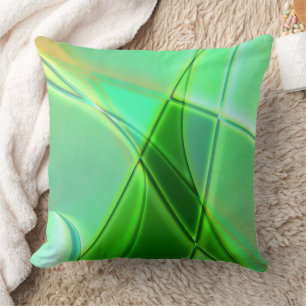 Curved green geometric shapes with deep contours   cushion