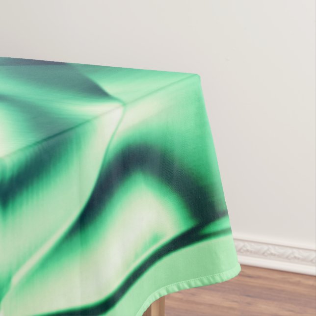 Curved green shapes of acrylic, some mint shades tablecloth (In Situ)