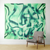 Curved green shapes of acrylic, some mint shades