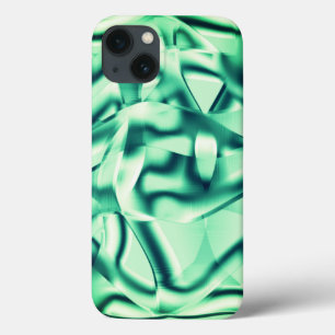 Curved green shapes of acrylic, with mint shades iPhone 13 case