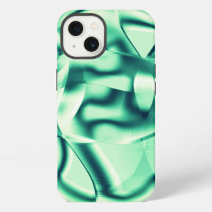 Curved green shapes of acrylic, with mint shades iPhone 13 case