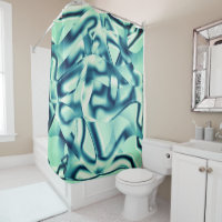 Curved greenish blue shapes, showy cyan tones