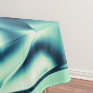Curved greenish blue shapes, showy cyan tones tablecloth