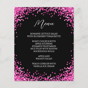 Curved Hot Pink Glitter Black Menu