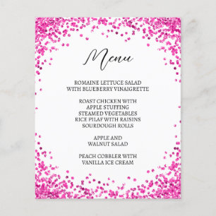 Curved Hot Pink Glitter White Menu